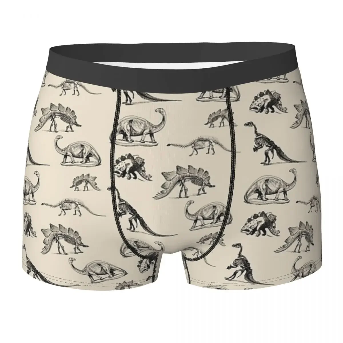 Boxer Underpants Shorts Vintage Museum Dinosaur Skeleton Illustrations Panties Men's Breathable Underwear for Homme Man