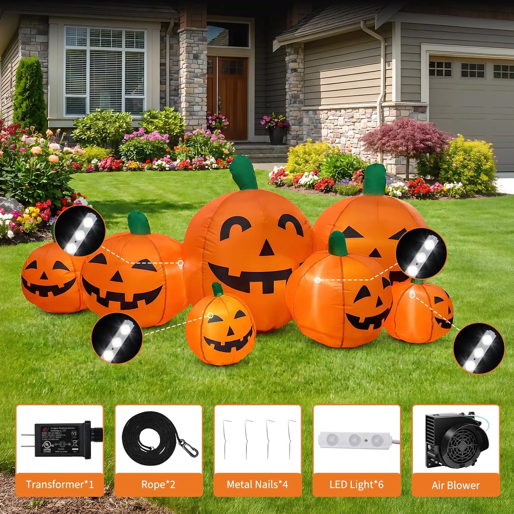 7.5ft Inflatable Halloween Pumpkin Decoration with LED Lights 6