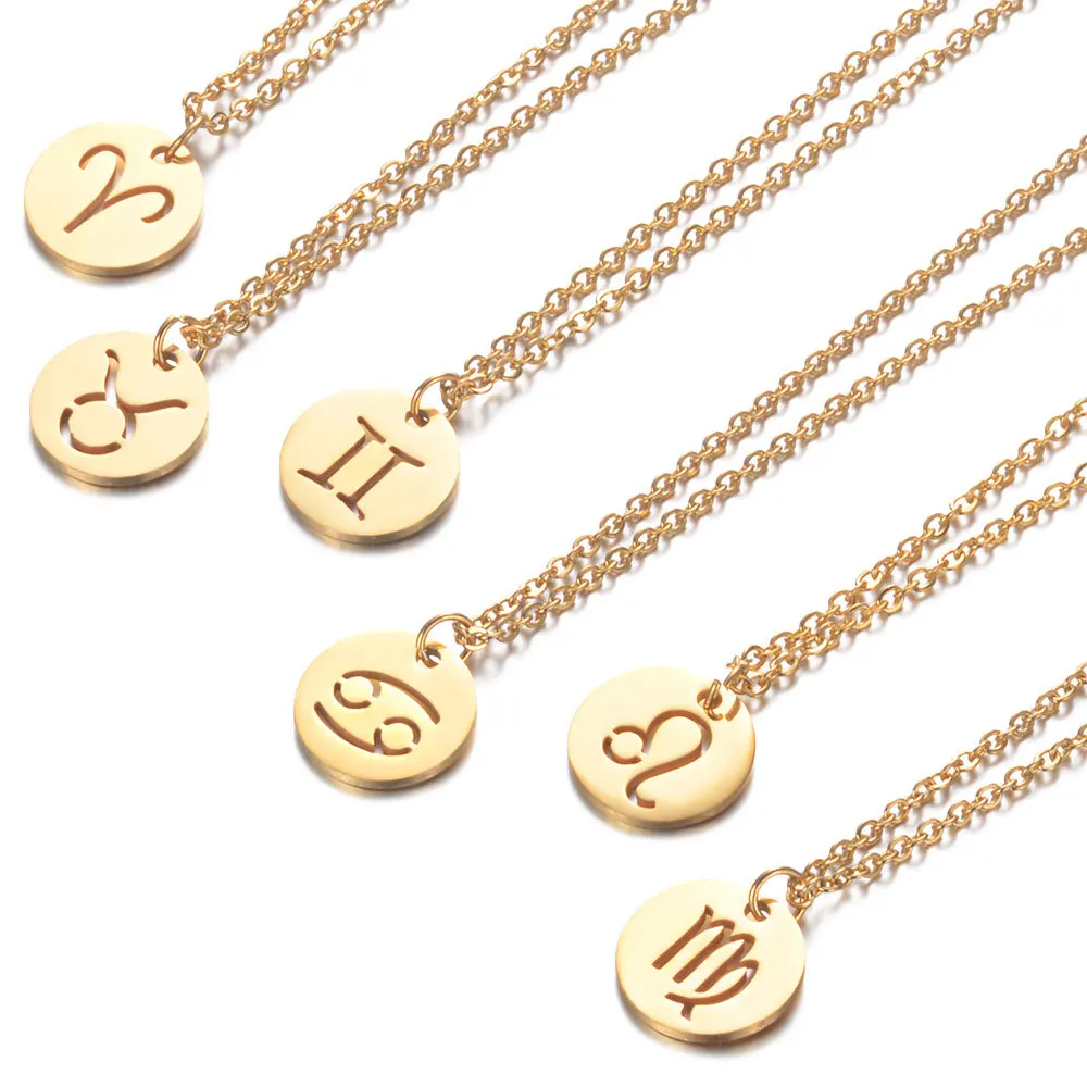 Gwiazda ze stali nierdzewnej znak zodiaku naszyjniki 12 konstelacji Choker wisiorki baran waga Leo Collier prezent urodzinowy