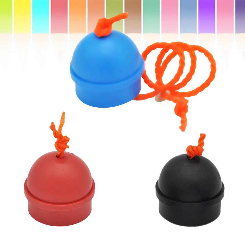 3 Pcs Billiard Cue Chalk Holder Mix Color Rubber Snooker Pool Cue with String (Black Red Blue) chalk holder for billiards