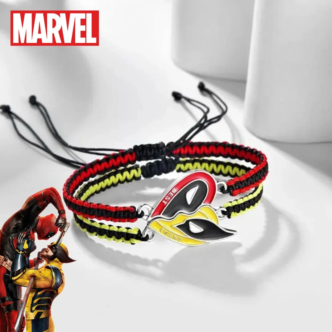 New Marvel Deadpool & Wolverine Bracelet Set Red Yellow Movie Peripheral Handwoven Heart Best Friends Couple Accessories Gifts