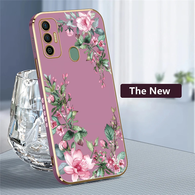 حافظة لهاتف انفينيكس تكنو سبارك 20 20C 7 8 10 Pro 8C 7T 5 Air 5 6 Go 2024 2023 2022 2021 2020 غطاء مقاوم للصدمات مطلي بالزهور