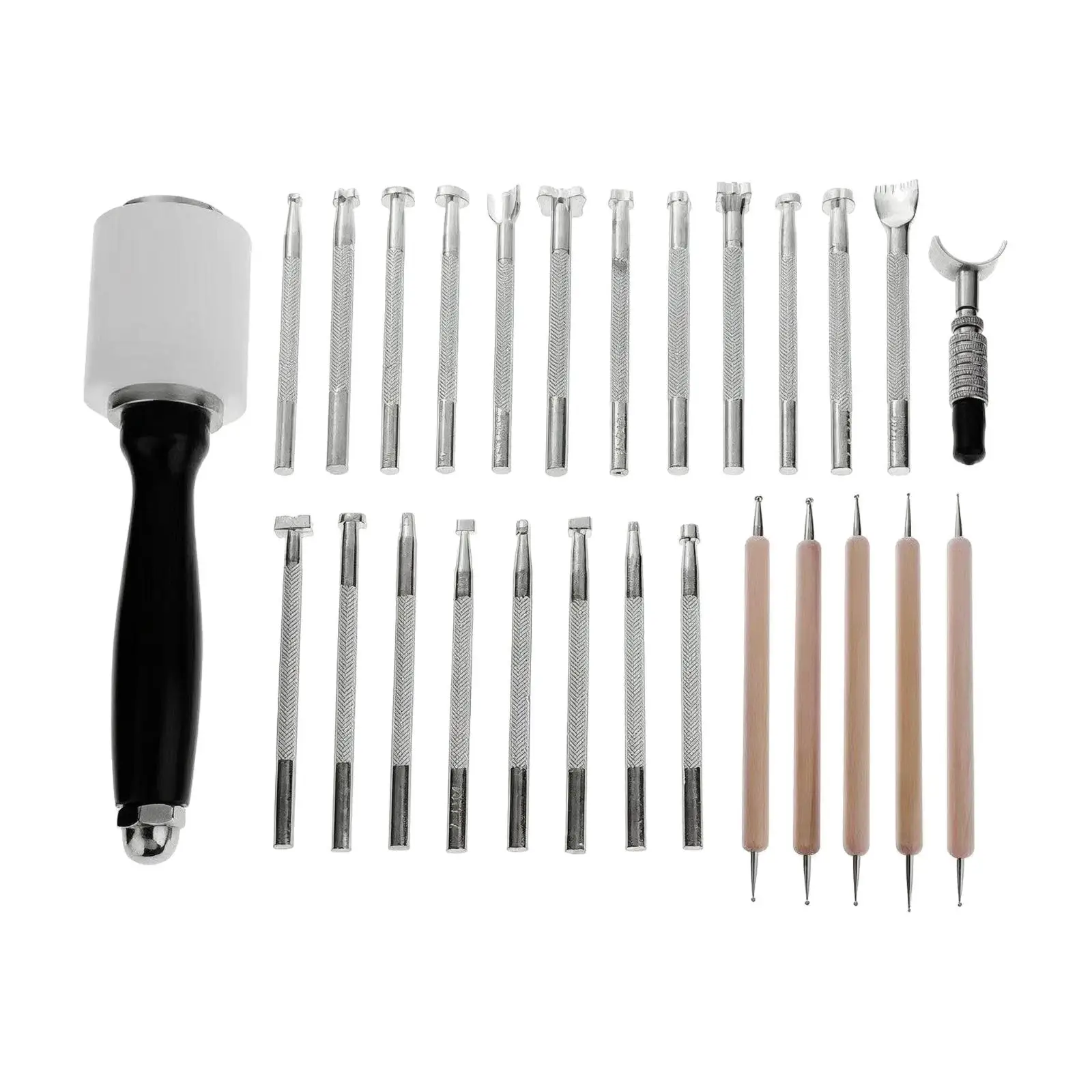 Leather Working Tool Kit 27pcs Stamp Set for Craft Embossing Carving Shaping Alloy Steel DIY Beginner Friendly