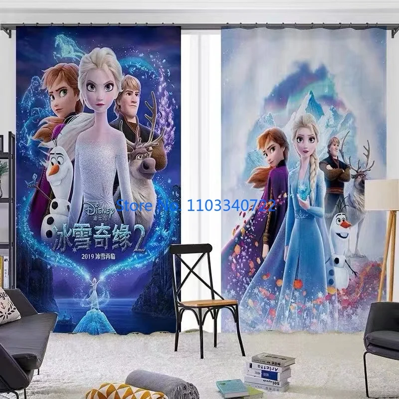 Anime Frozen Princess Elsa Anna Olaf Window Curtain 184x215cm 3D Print Blackout Curtains Living Room Bedroom Girl Kids Gift