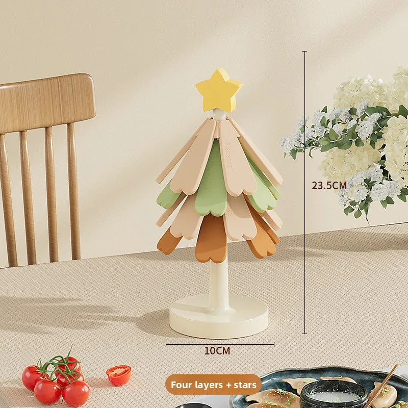 قسط شجرة عيد الميلاد على شكل حصيرة مقاومة للحرارة الإبداعية ارتفاع درجة الحرارة سيليكون الجدول حصيرة وعاء حصيرة وسادة مقاومة للحرارة #6