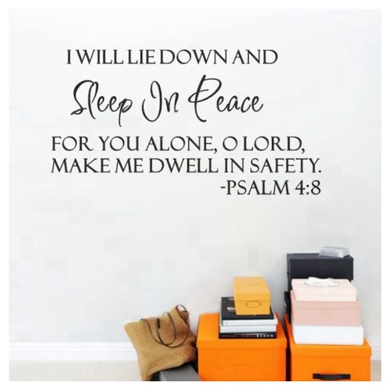 2X Sleep In Peace Psalm 4:8 Bible Verse Lettering Wall Decal Decor Quote Inspire