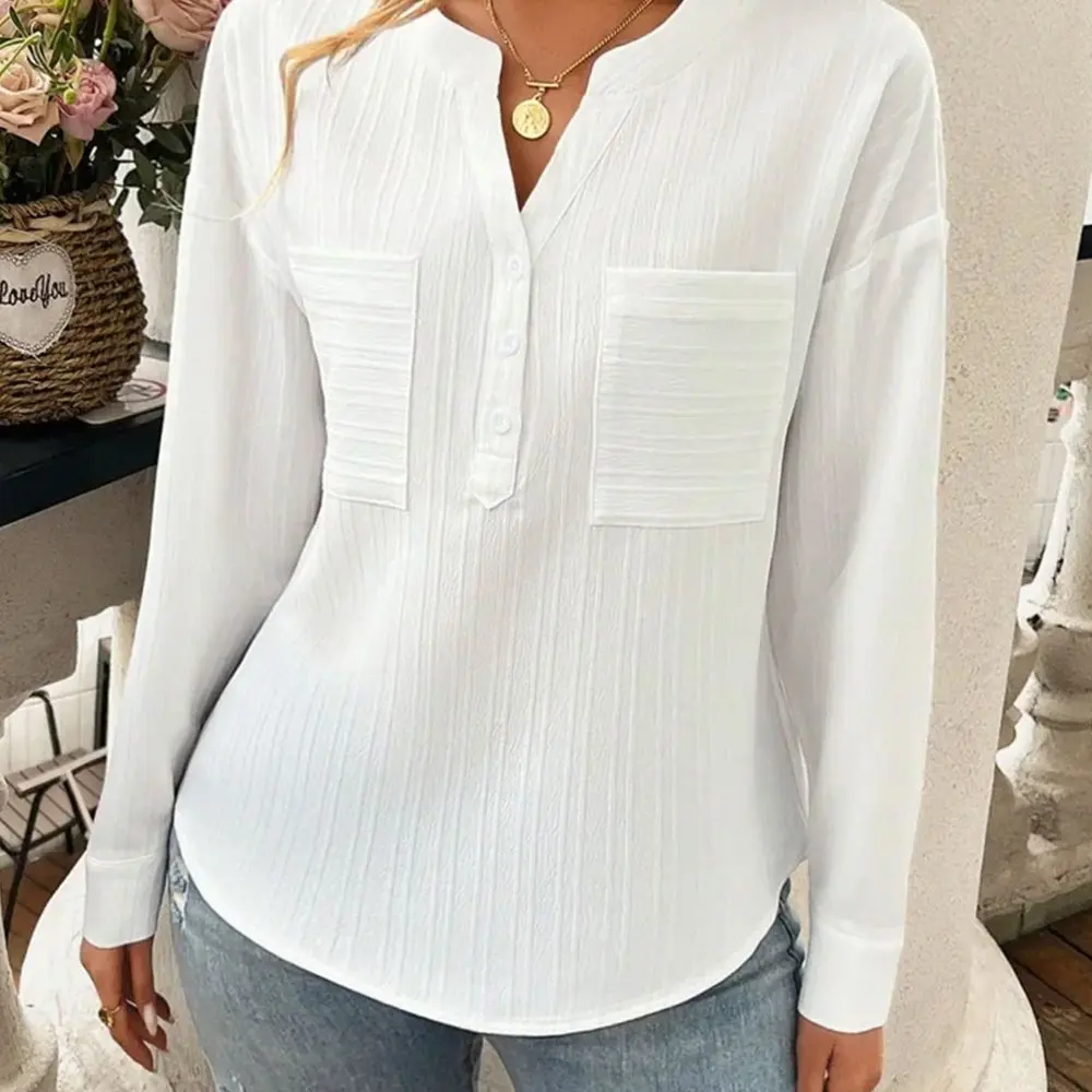 2025年秋冬 レディース セクシー 無地 レースアップ 長袖 Vネック デートブラウス