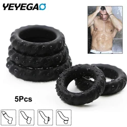 5Pcs/Set Different Size Silicone Penis Rings for Erection Enhancing - Training Cock Ring Penis Ring for Men Stamina Prolonging