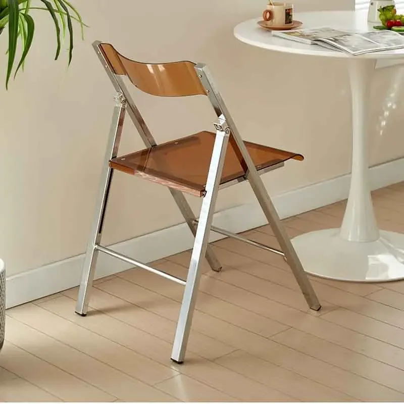 Home Furniture,Acrylic Folding Chair,Creative Dining Stool,Bedroom Makeup Stool,Office Chair,Leisure Seat,Stainless Steel Chair