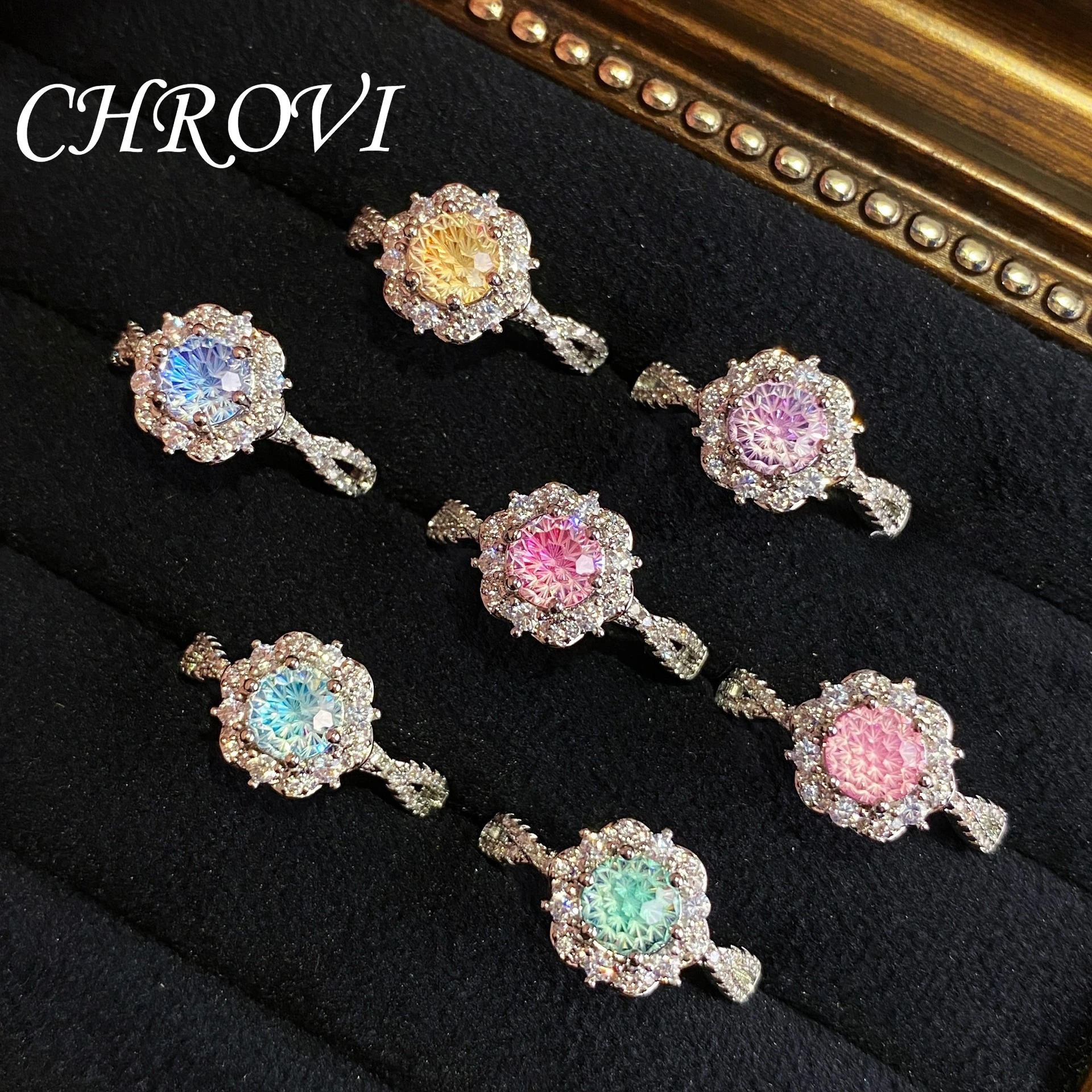 

Luxury-Style 925 Sterling Silver Topaz Firework Cut Cross Ring for Women - High-Class Diamond Princess Pink Diamond Ring