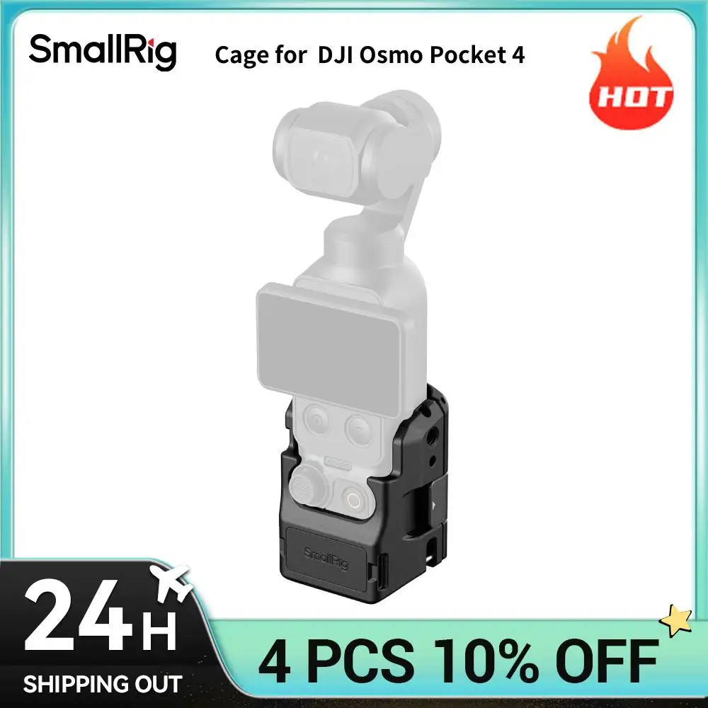 

Защитная рамка SmallRig Pocket 4 из сплава для DJI Osmo Pocket 4, аксессуары для расширения возможностей с адаптером и крепежными отверстиями 1/4"-20, модель 6002