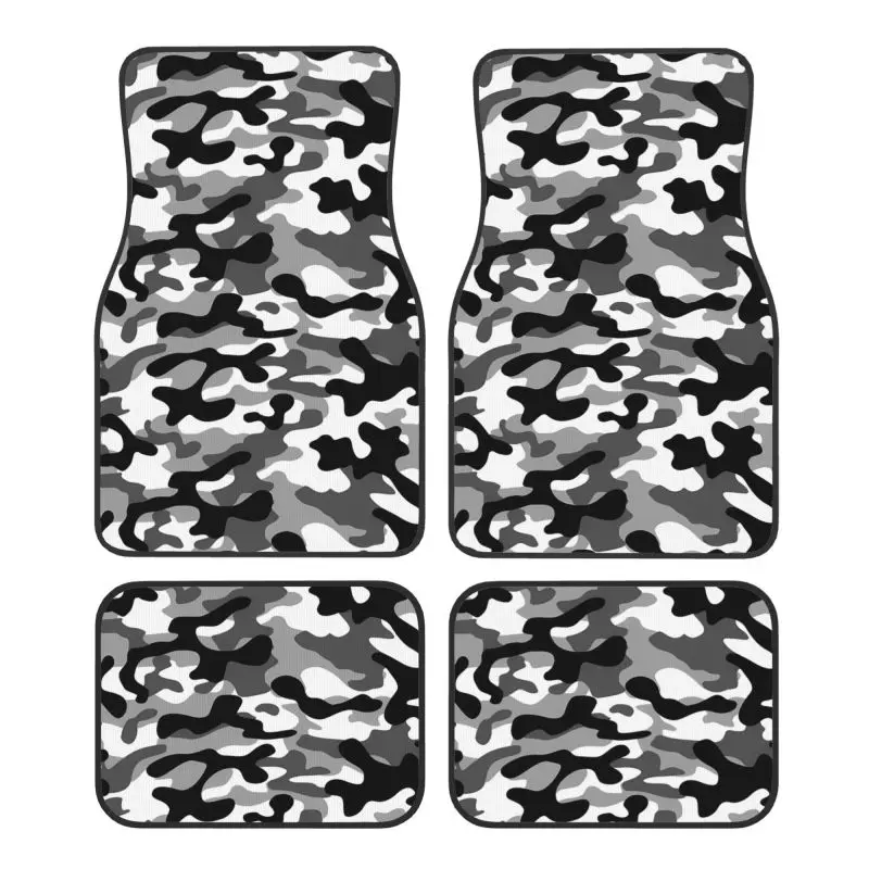 

Black White Grey Camo Floor Mats Set of 4 Pieces Car Front and Rear Foot Mats with Rubber Backing Car Accessories Universal