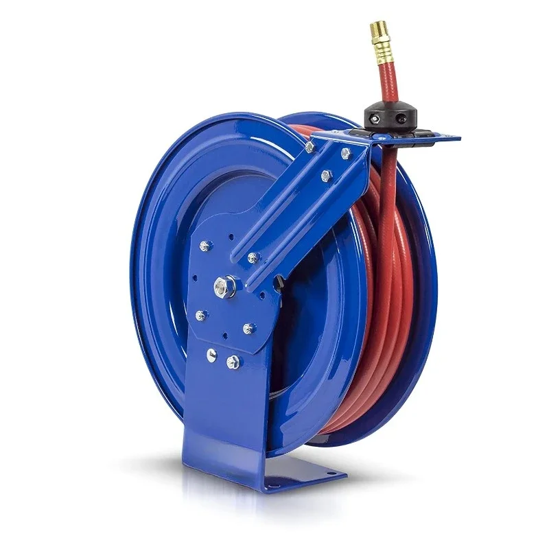 HOME.P-LP-450 Retractable Air/Water Low-Pressure Hose Reel, P Series, 50’  Heavy-Duty Steel Construction, Made in the USA