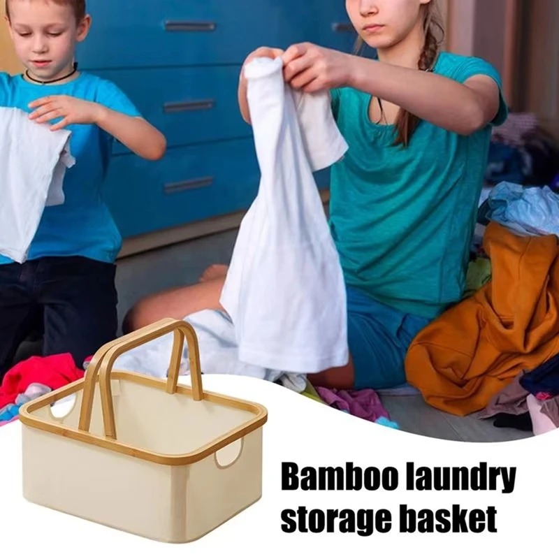 

Laundry Storage Basket Desktop Organizer Box Ood Handle Storage Baskets For Shelves Large Basket Clothing Washing Basket