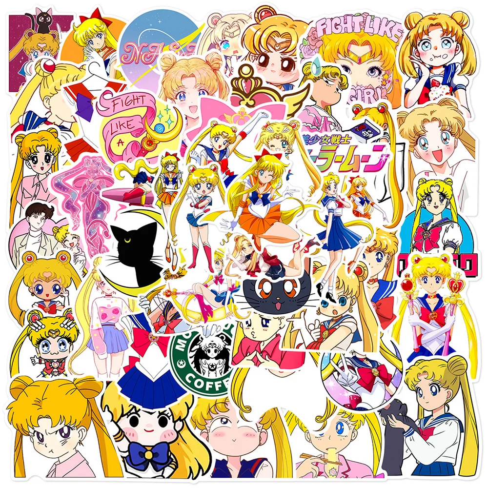 10/30/50pcs Kawaii Sailor Moon 애니메이션 스티커 귀여운 소녀 장식 DIY 일기 전화 편지지 만화 낙서 스티커 데칼