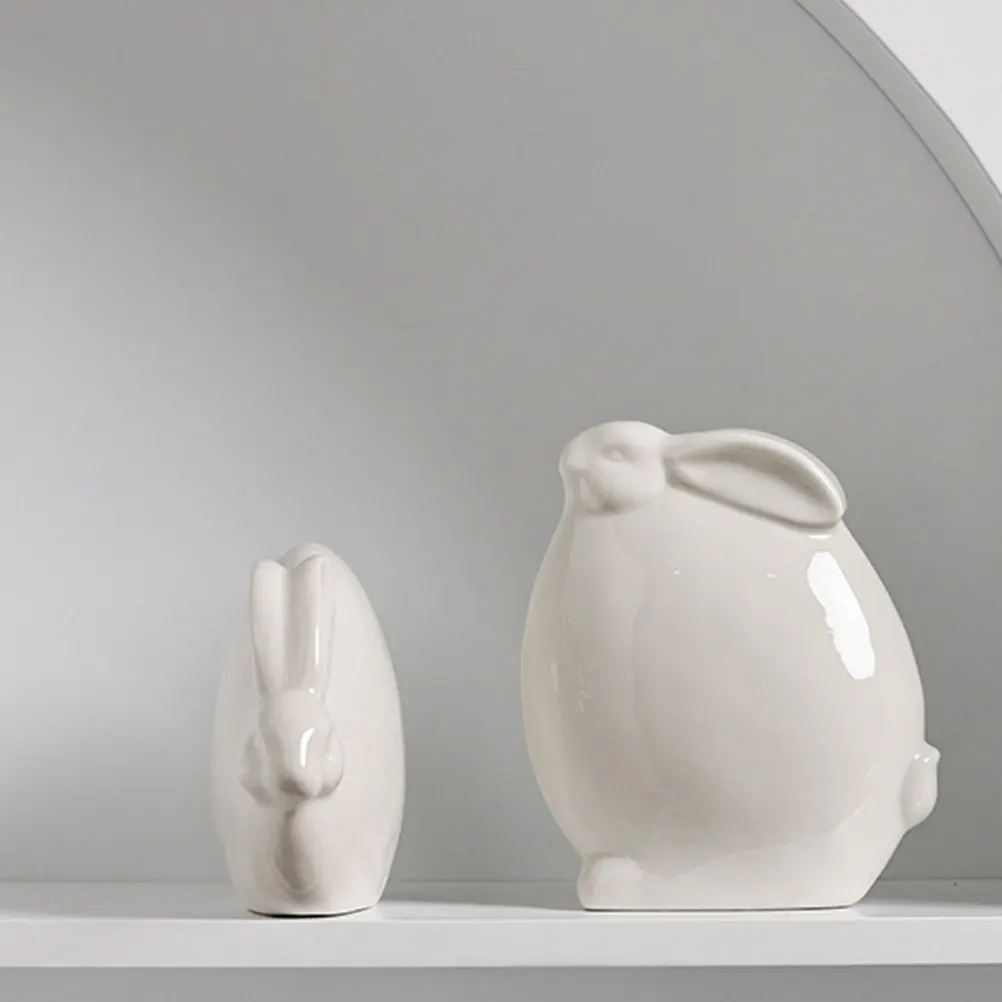 

Ceramic Rabbit Craft Vivid Realistic Tabletop Ornament for Indoor Outdoor Use Desktop Rabbit Decoration Home Scene Adornment