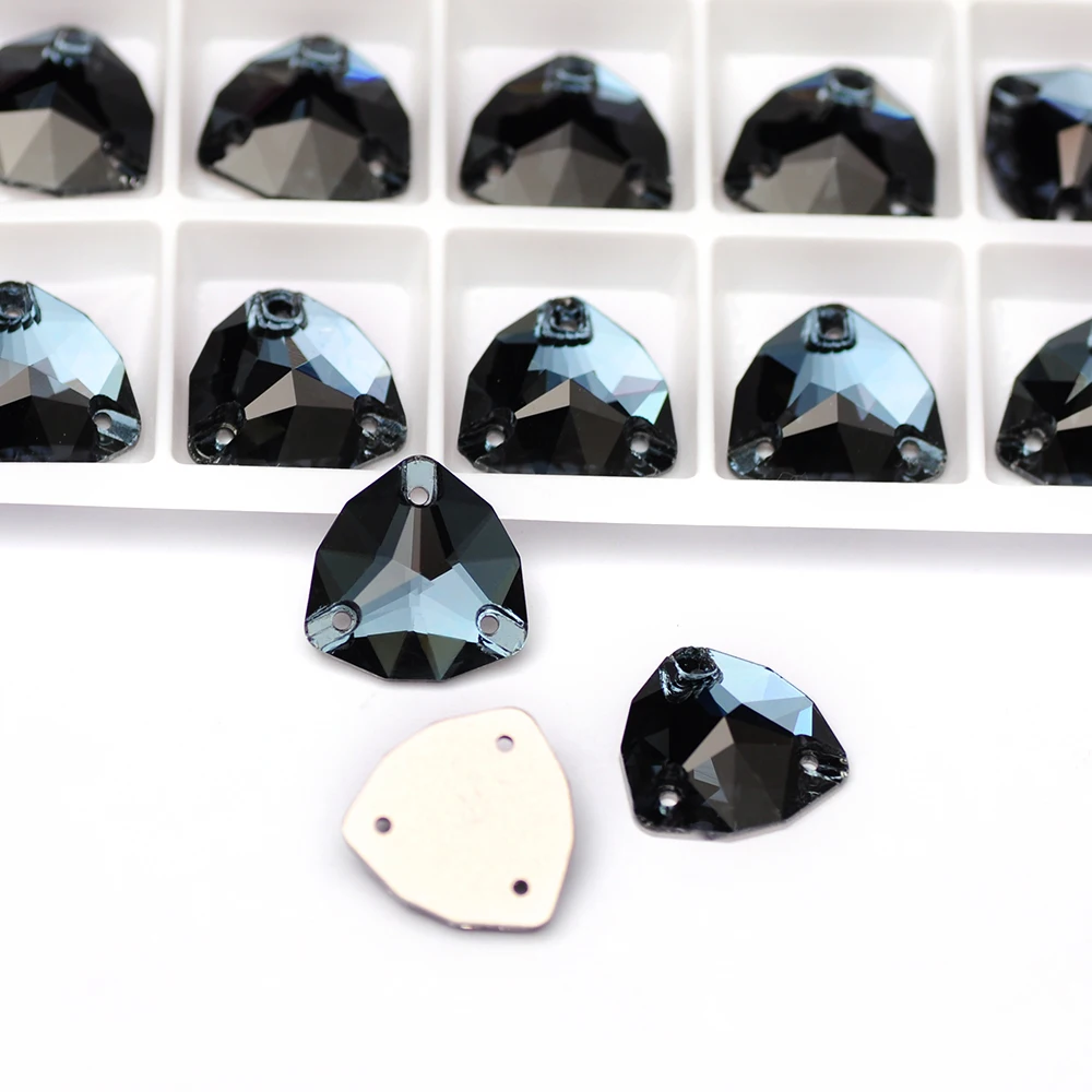 Top Quality Montana Electroplatin Glass Crystal Shape Rivoli Sewing Stones Flatback Sew-on Rhinestones For Garment Clothes