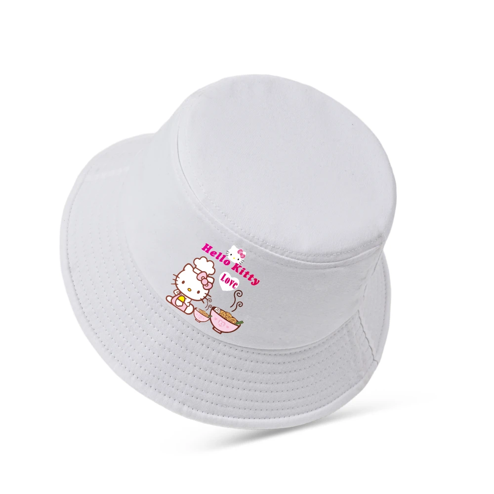 

Sanrio Hello Kitty Kids Bucket Hat Cotton Sunscreen Cap Girls Fashion Shading Accessories Children Outdoor Beach Pan Hat Gifts