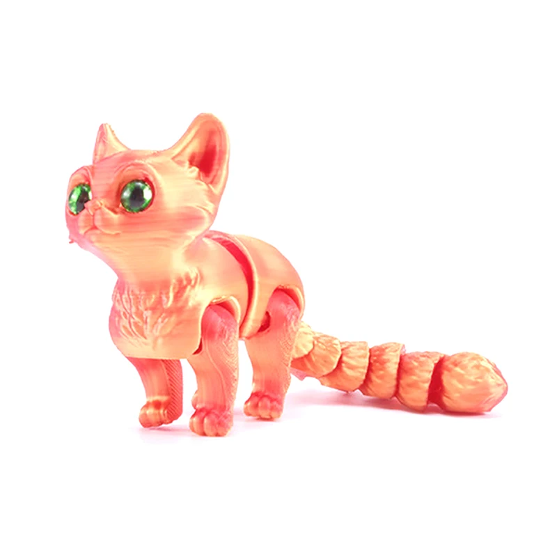 1 шт. детский подарок с 3D принтом, мини-милая кукла-кошка, многошарнирная подвижная имитация сверкающих глаз, аксессуар для украшения дома