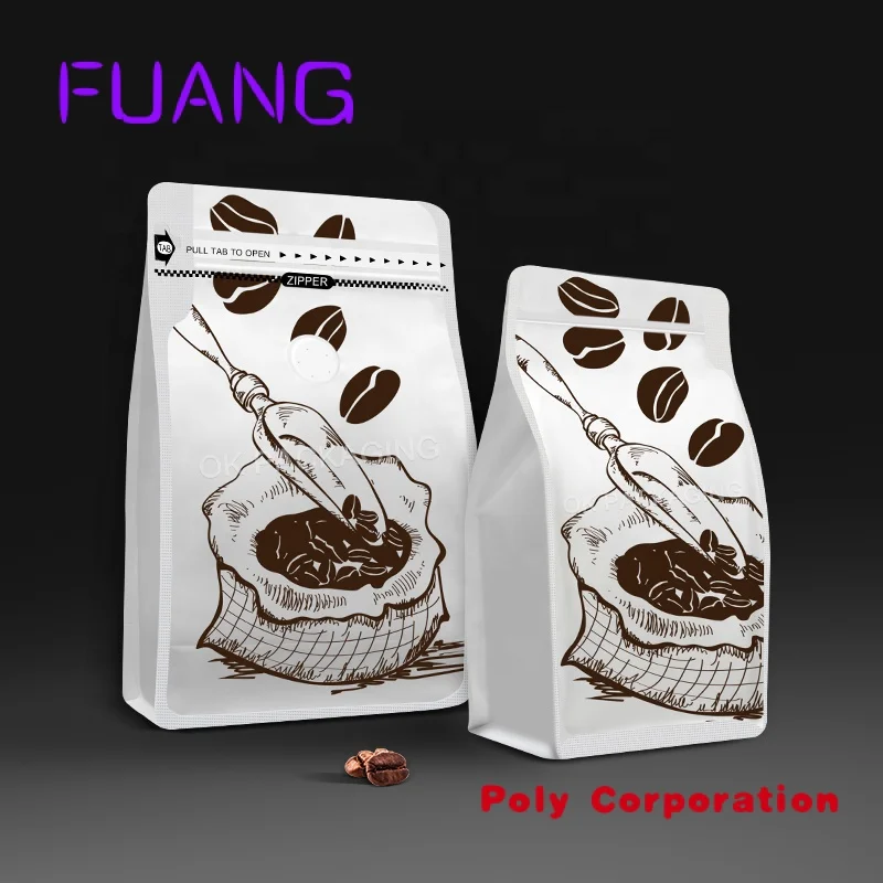 Sacos De Embalagem De Chá De Café De Fundo Liso Resealable Impresso Personalizado Mylar Stand Up Pouch Saco De Café Com Válvula E Zíper