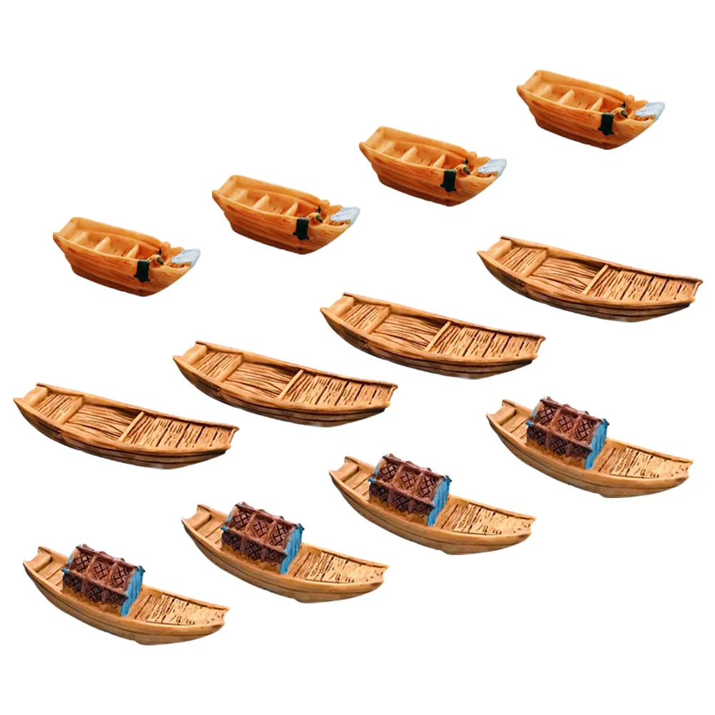 12Pcs Resin Aquarium Decor Boat Shape Fish Tank Ornament Safe Non-Toxic for Freshwater Saltwater Tanks Desktop Office Decor