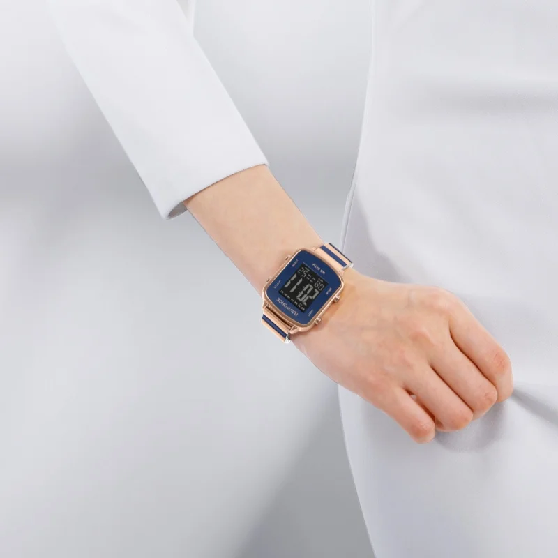 NAVIFORCE NF5058 Elegant Ladies Electronic Watch Calendar Waterproof Steel Strap Casual Digital Watches for Woman