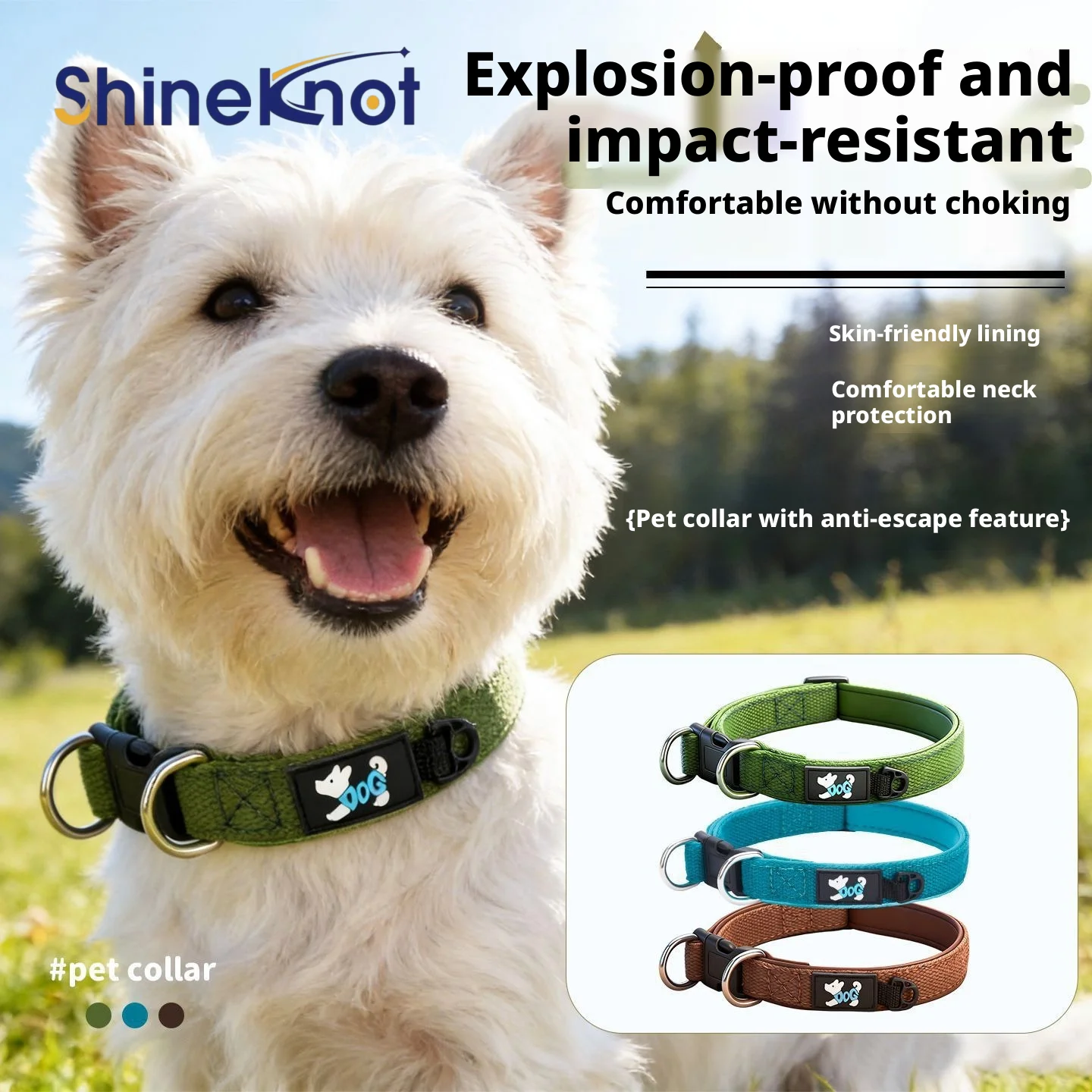 

SHINEKNOT New Space Cotton Dog Collar Small, Medium, And Large Pet Collar Adjustable Comfortable Dog Neck Ring