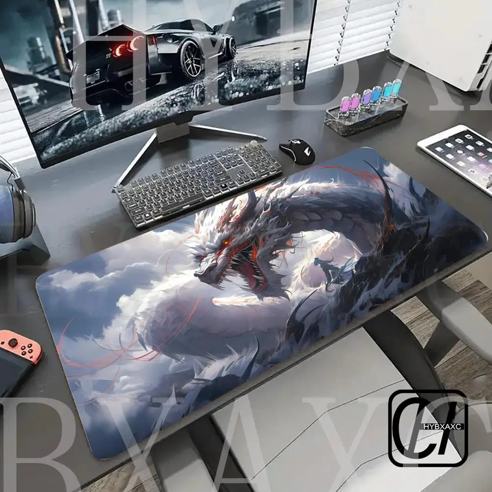 

HYBXAXC Japanese White Dragon Mouse Pad Large Home New HD Mousepads XXL 90x40 Non-Slip Office Keyboard Carpet Laptop Mice Pads