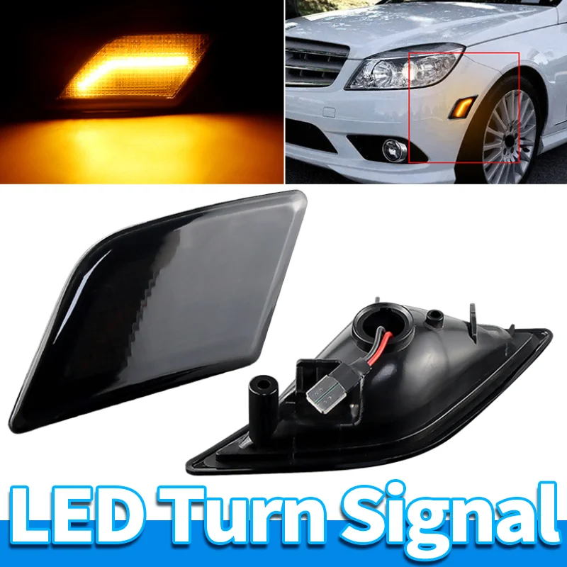 

Светодиодные динамические последовательные боковые габаритные фонари для Mercedes-Benz C250 C300 C350 C63 AMG Sedan 4-дверный 2008-2013 2048200121 2048200221