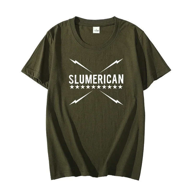 Slumerican Flagship Store Logo Barbershop Lifestyle Music Cotton Oversized t-shirt short sleeve t-shirts Harajuku Men's clothing