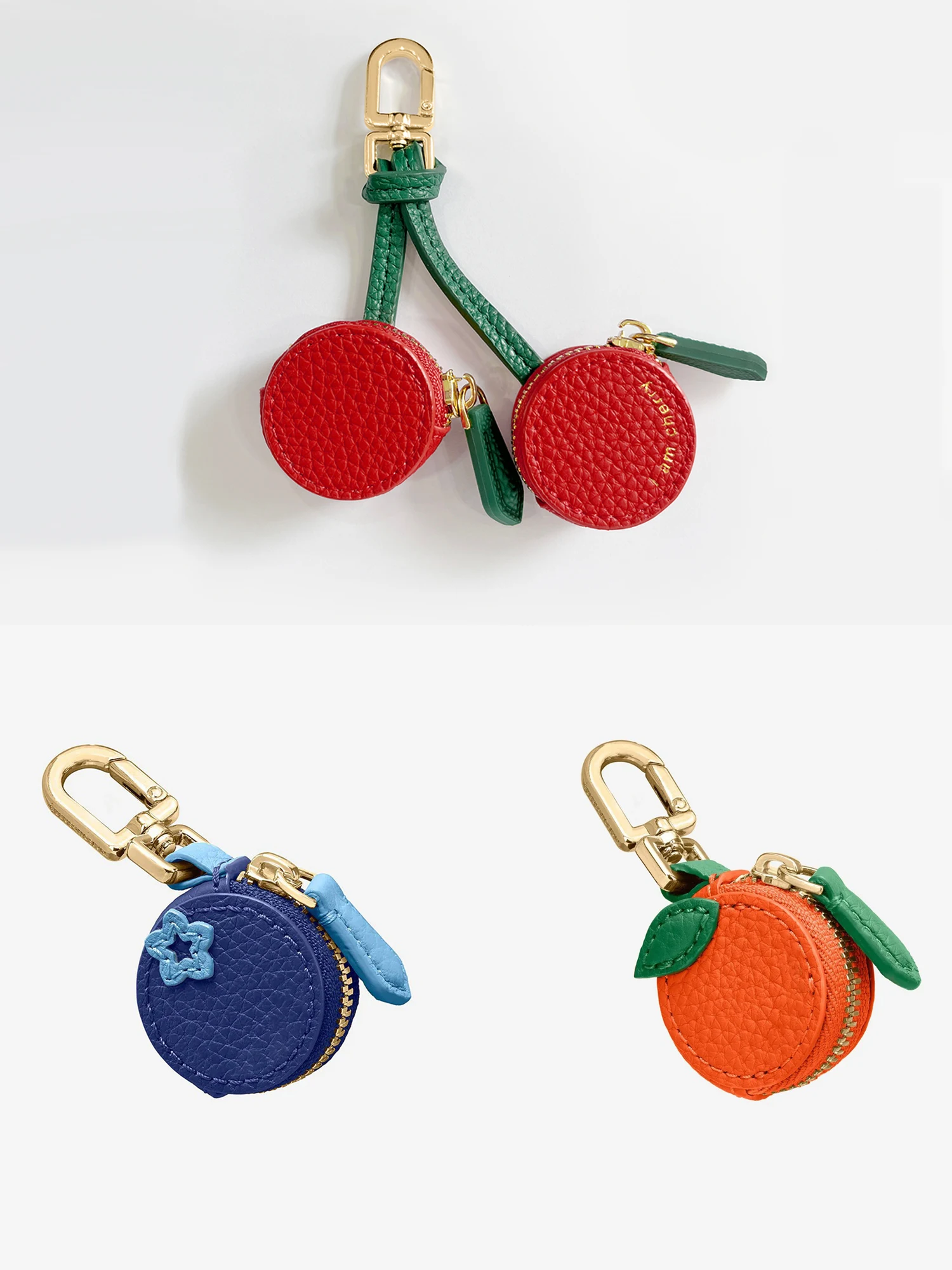 

Cherry Pattern Coin Purse Keychain Fruit Charm 2025 New Money Pouch Fit For Airtag&Coin With Two Zipper Pockets,A Gift For Girl