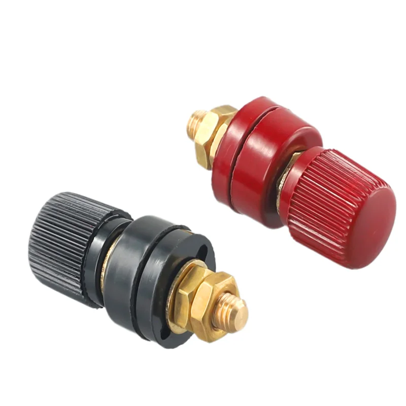 2Pcs Black /red New 6mm Brass Stud Premium Remote Battery Power Junction Post Connector Terminal Kit Automotive Connectors