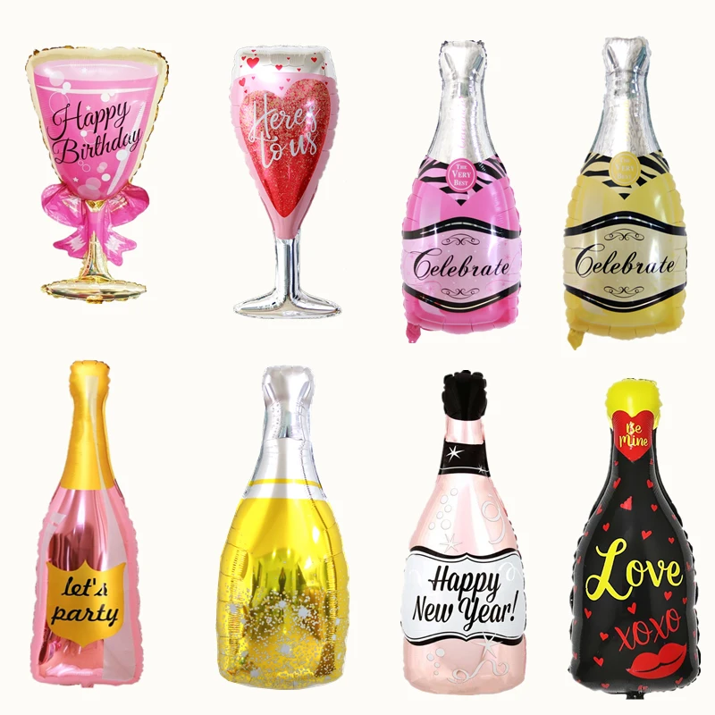 Cartoon Cup Wine Bottle Aluminum Foil Helium Balloon Birthday Bar Valentine's Day Party Annual Meeting Ktv Scene Decoration Ball