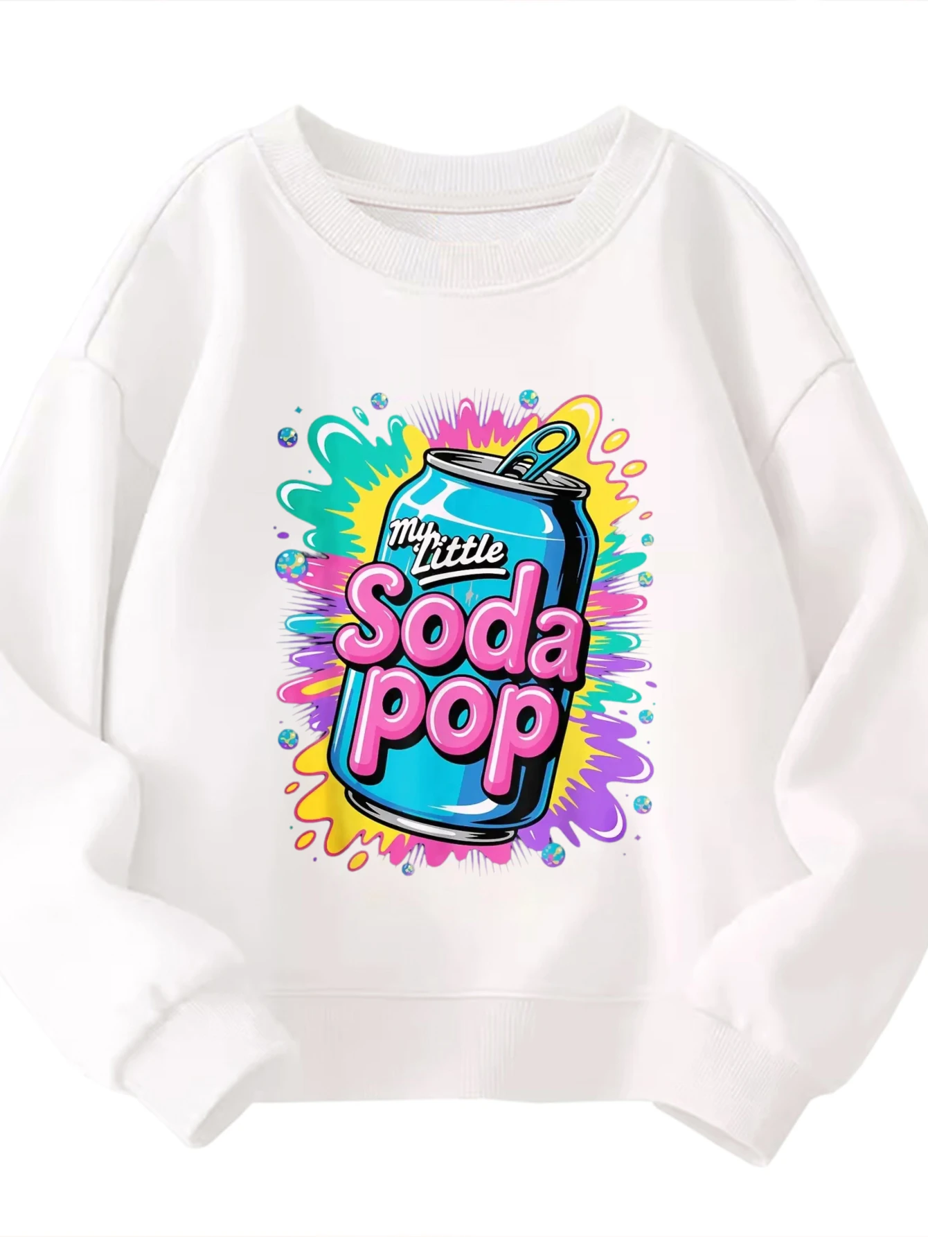Sudadera con cuello redondo para niños My Little Soda Pop, diseño colorido y divertido, jersey blanco con gráfico para niños y niñas para la moda diaria