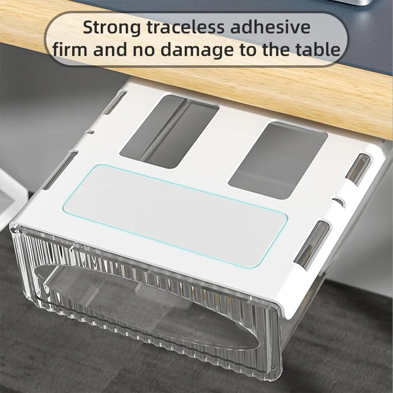 A Under-Desk Storage Drawer That Can Be Attached to the Underside of a Desk Drawer, a Space-Saving Home Storage Solution. Sturdy and Durable, Easy to Use, No Installation Required. Suitable for Storing Stationery, Tools, and Cosmetics, Ideal for Home, Office, and Classroom Use