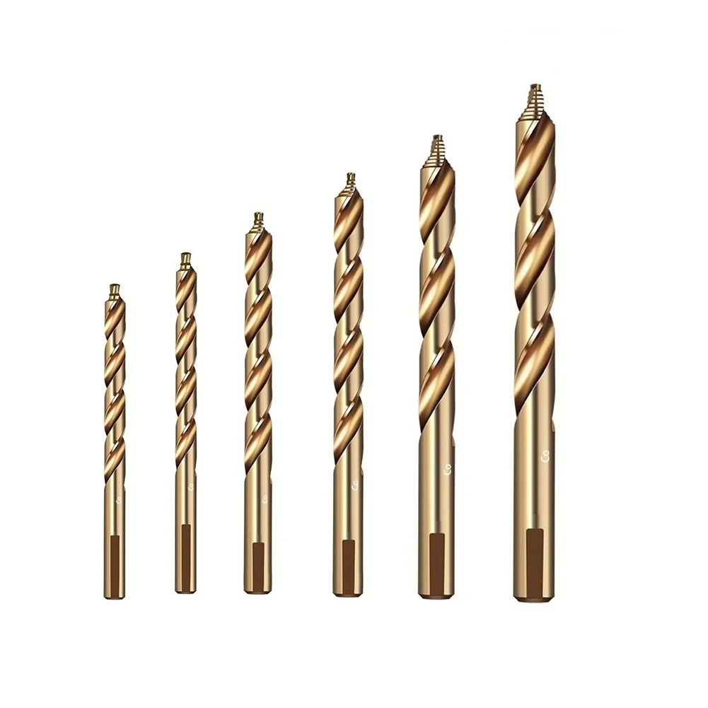Sturdy Straight Shank M Cobalt Drill Bits Universal Triangle Handle Double Spiral Chip Removal Hole Cutter Tools