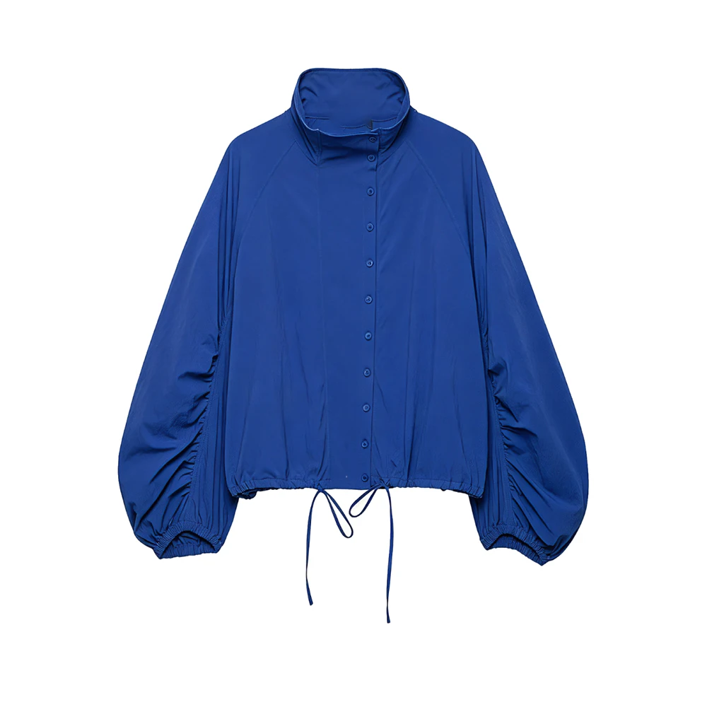 KONDALA Herbst Blau Mode 2026 Damenjacke Elegant Modern Schick Einreihig Langarm Streetwear Übergroße Coole Oberbekleidung – Detail 9