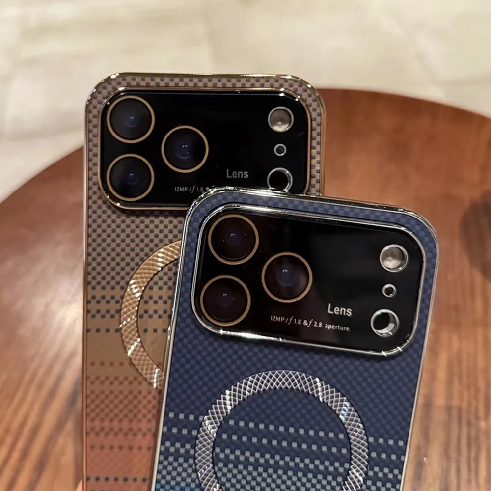 Men Women Business Carbon Fiber Pattern Magsafe Phoen Case For iPhone 14 15 16 17 Pro Max 16 Pro Wireless Charing Soft TPU Cover - Image 5