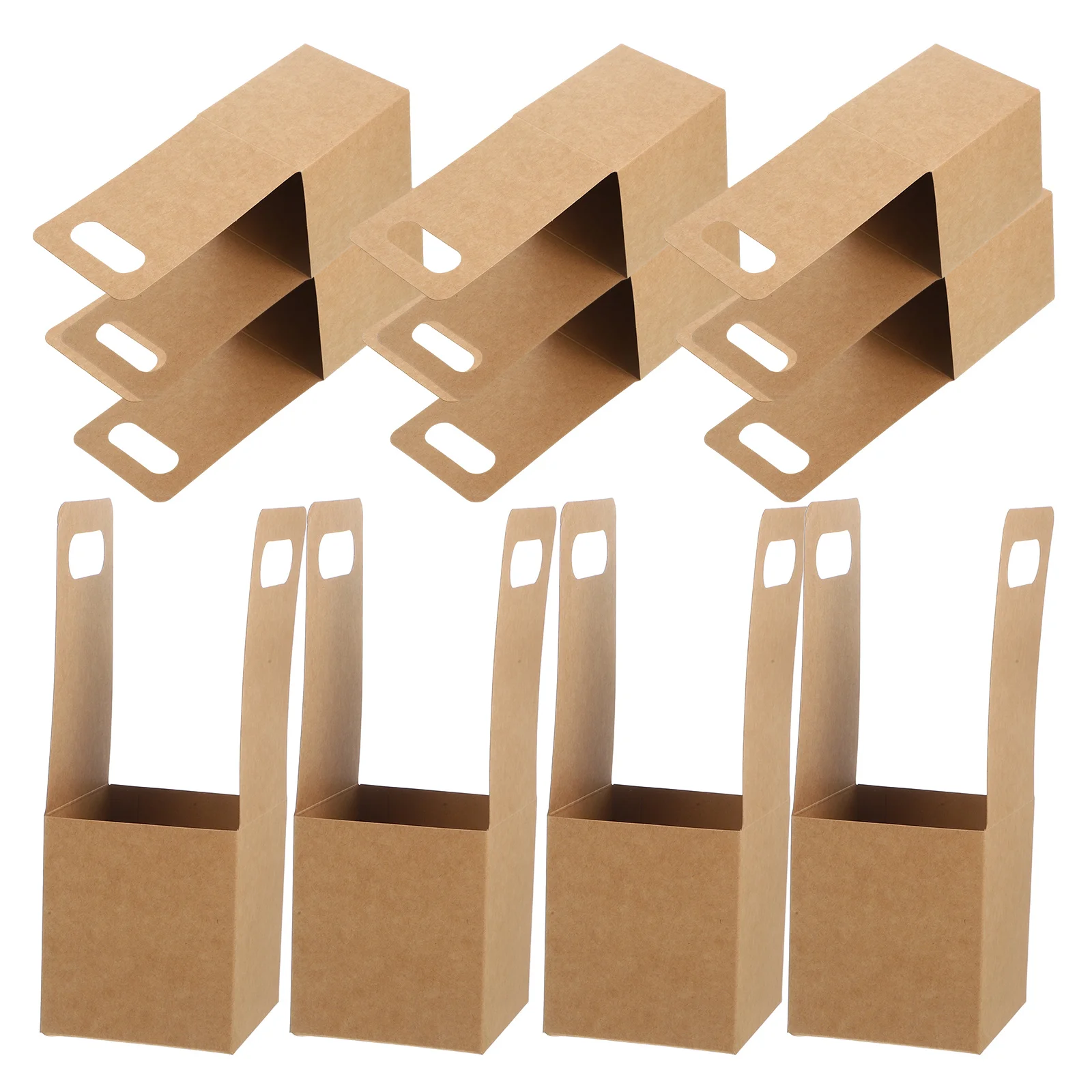 

10 Pcs Pearl Milk Tea Drink Holder Hot Cup Paper Disposable Carrier with Handle