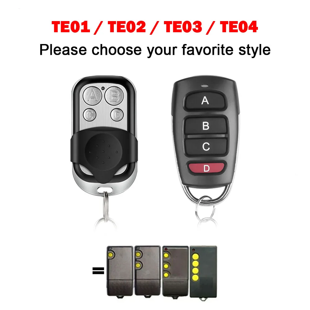 For TE01 TE02 TE03 TE04 433MHz Fixed Code Garage Door Remote Control Gate Opener Handheld Transmitter