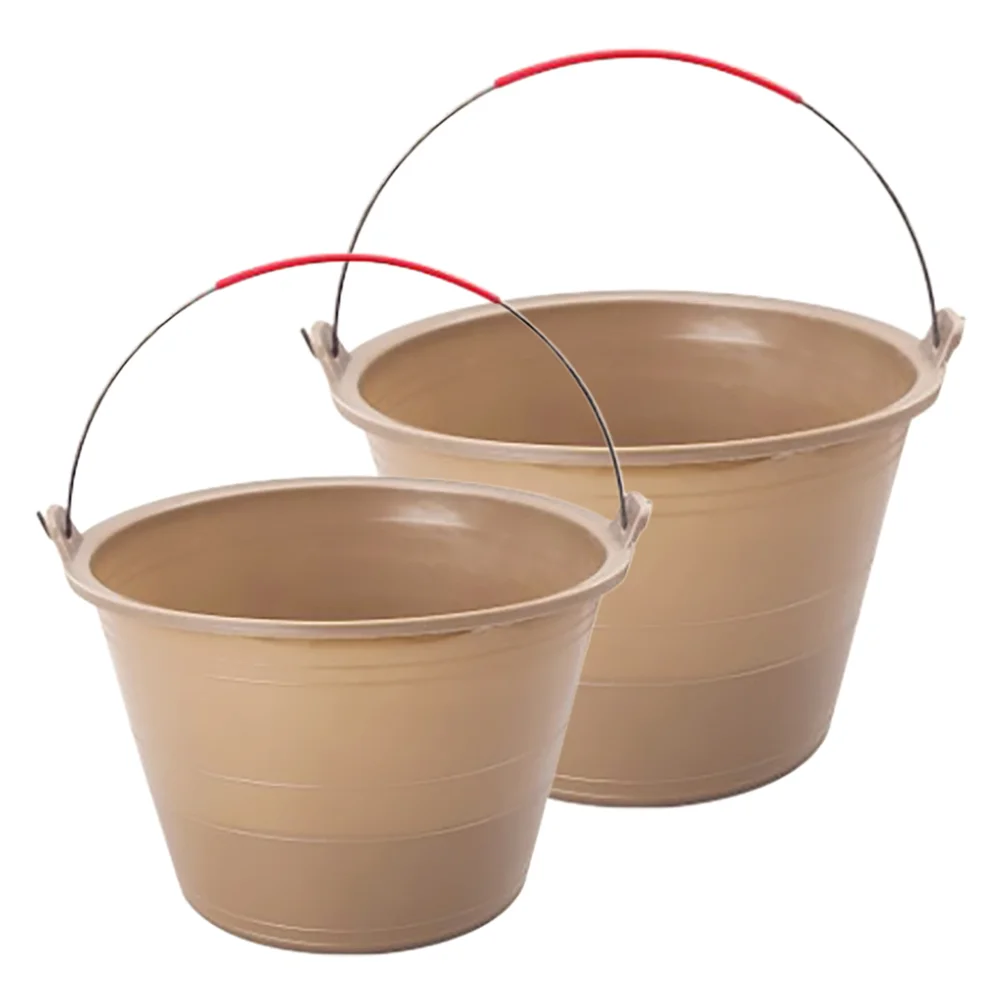 

2 Pcs Thickened Mud Bucket Barrel Anti-fall Cement Mixing Gardening Drum Charcoal Construction Site Plastic Storage