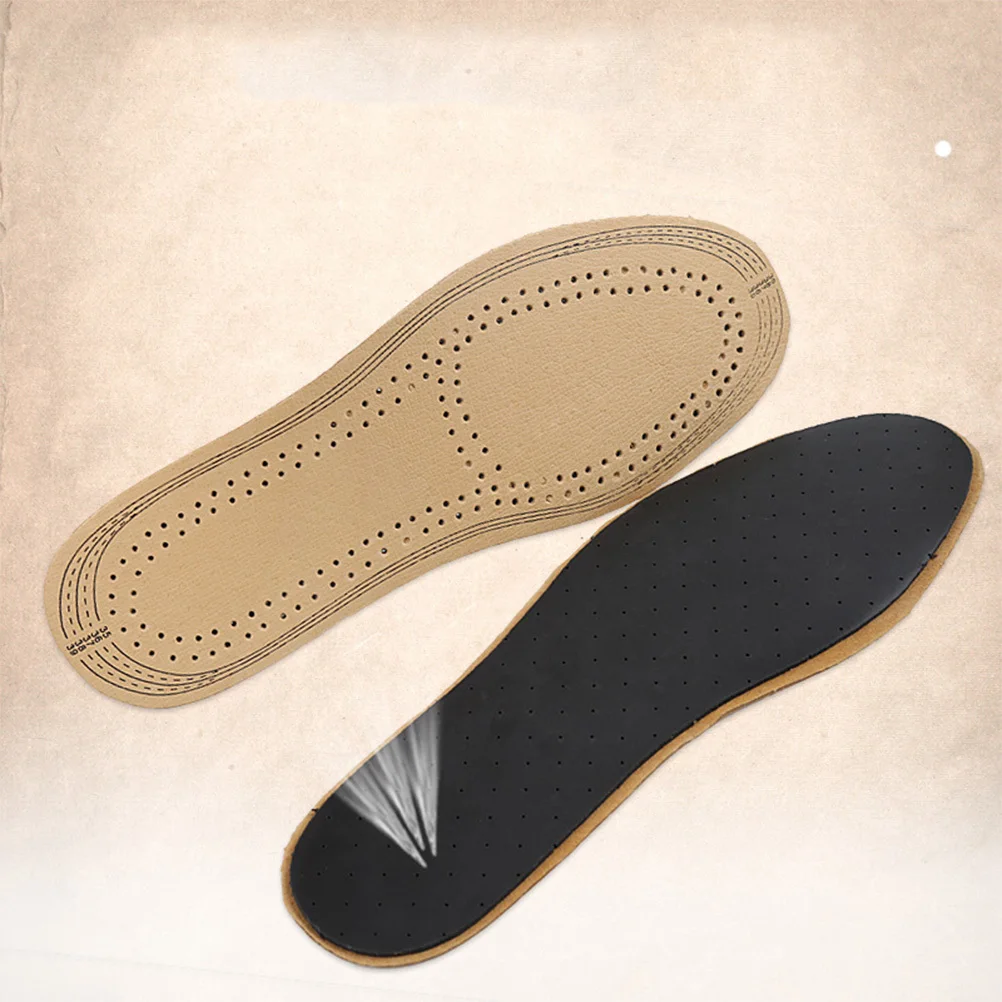 1Pair Breathable Pigskin Insoles Ultra Thin Deodorant Absorption Replacement Pads Ideal for Running Cross Training