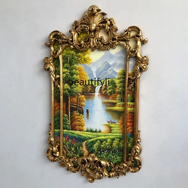 B06 French retro decorative oil painting European villa living room entrance painting hand-painted oil painting, engraving