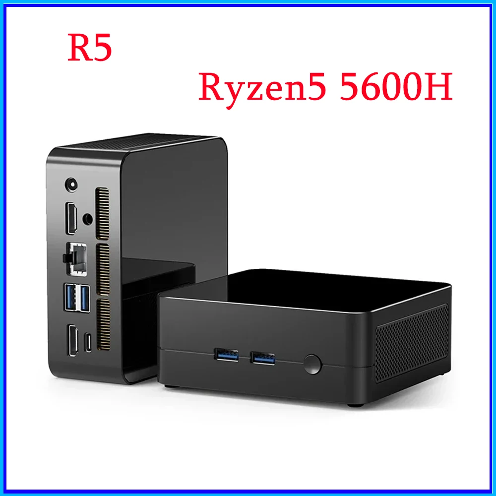 SZBOX R5 كمبيوتر صغير AMD Ryzen 5 5600H DDR4 3200MHz 16GB RAM 512GB SSD M.2 2280 NVMe Wifi6 BT5.3 PCIE3.0 لعبة مكتب لتقوم بها بنفسك الكمبيوتر #1