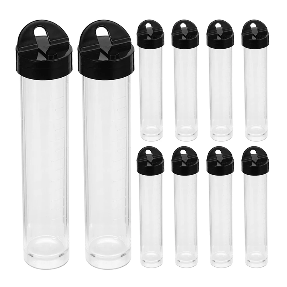 

10pcs 10 Syringe Seal Bottles Plastic Clear Test Tubes Empty Vials Graduated Sample Containers Transparent Screw Caps Storage