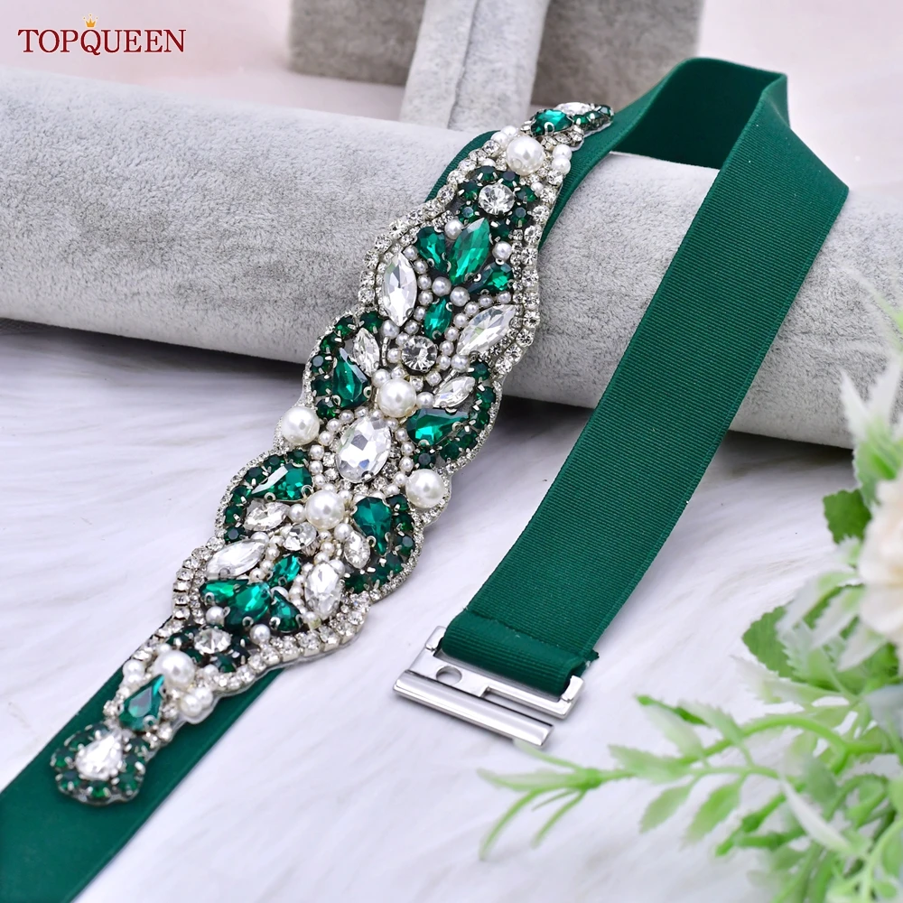 TOPCLS EEN S407-B Femmes artificiel astique Environnement Robe De Soirée Robe Argent Strass Ceinture Femme Brcorporelle Ceinture Mode 03 Luxueux