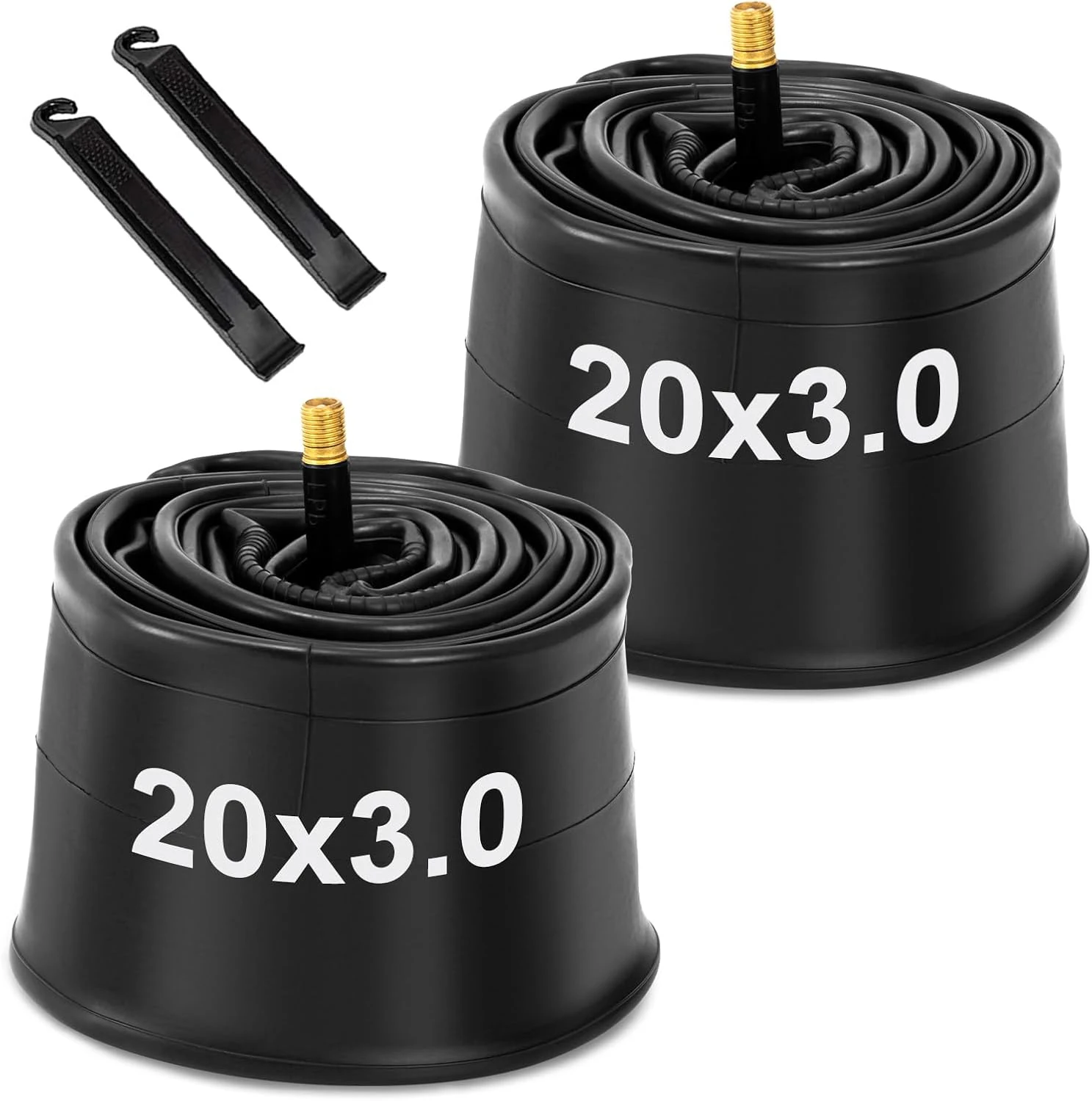 Lot de 2 chambres à air pour pneus de Fat Bike 20x3.0 en caoutchouc butyle premium, tubes pour vélos électriques et snowbikes, valve Schrader AV 32mm