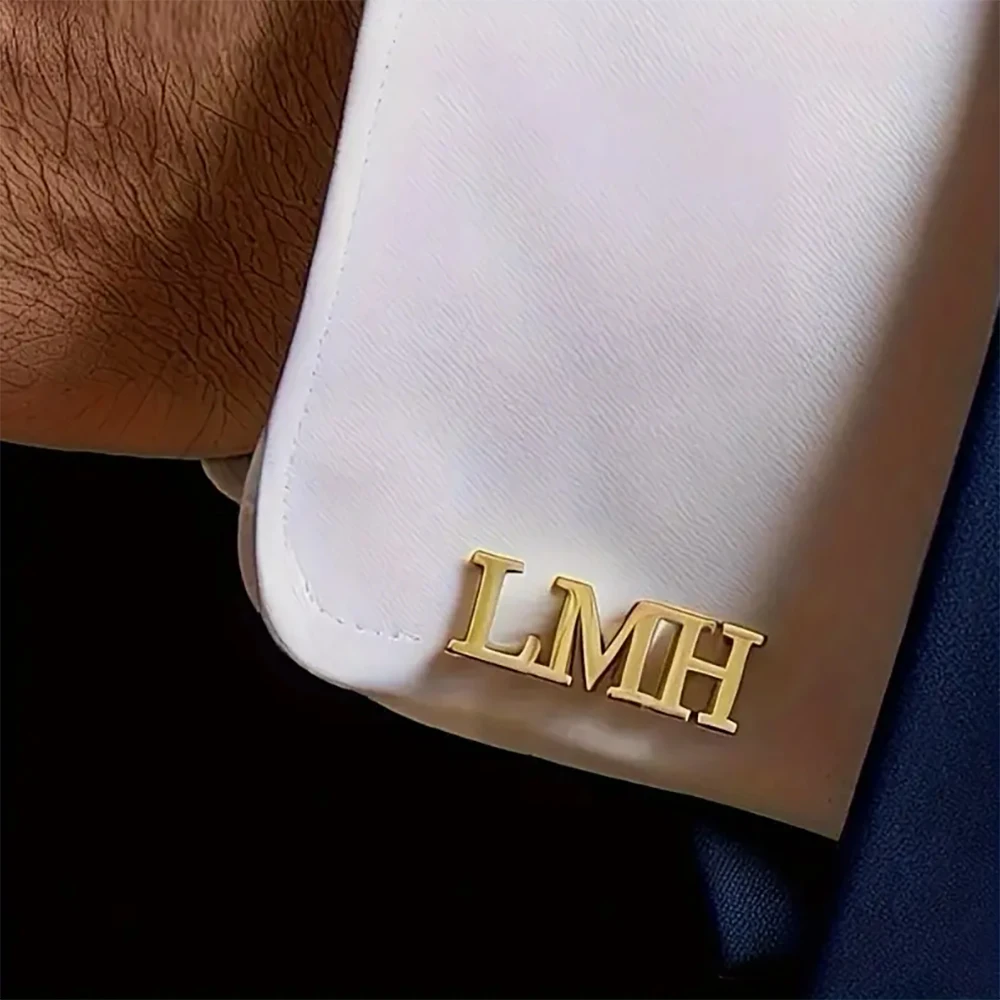 Customized First Letter Cufflinks Stainless Steel Men's Letter Shirt Button Personalized Groom Wedding Jewelry Best Man Gift