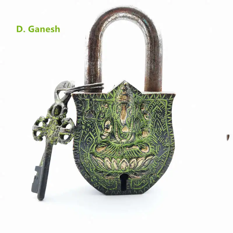 Brass Locks Tibet Handicrafts Solid Bronze Antiqued Locks Collections for Family Arts Lock