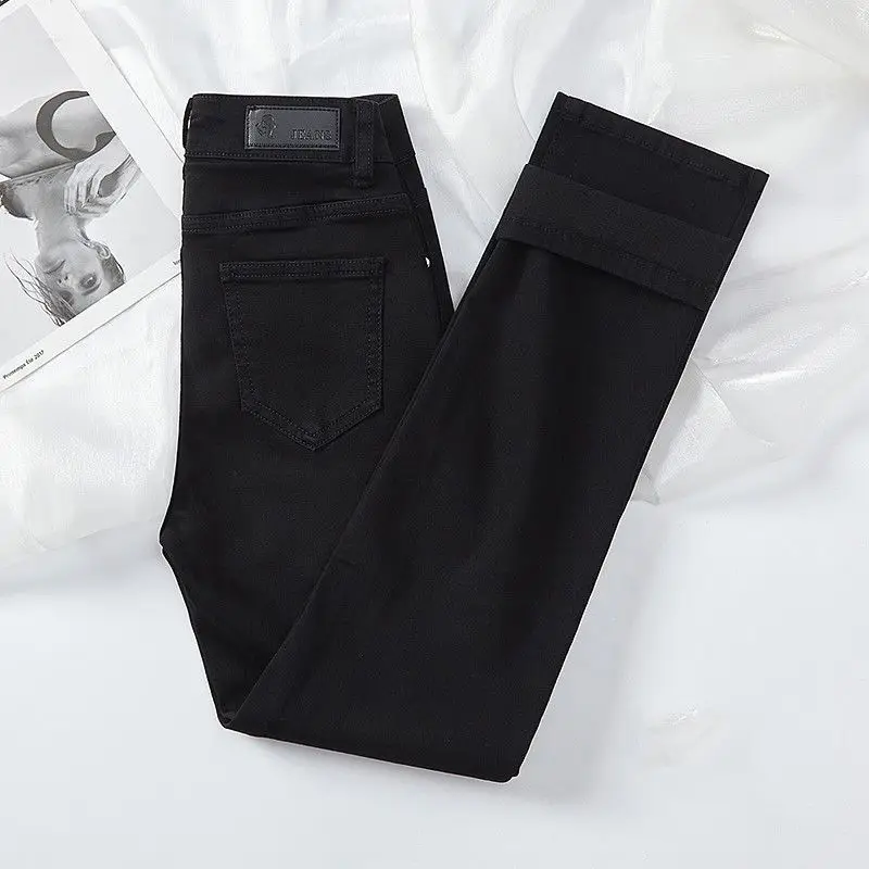 جينز هارون جديد مشعر وسميك للنساء في خريف وشتاء 2025 بخصر عالٍ وسراويل نسائية رفيعة ومتعددة الاستخدامات